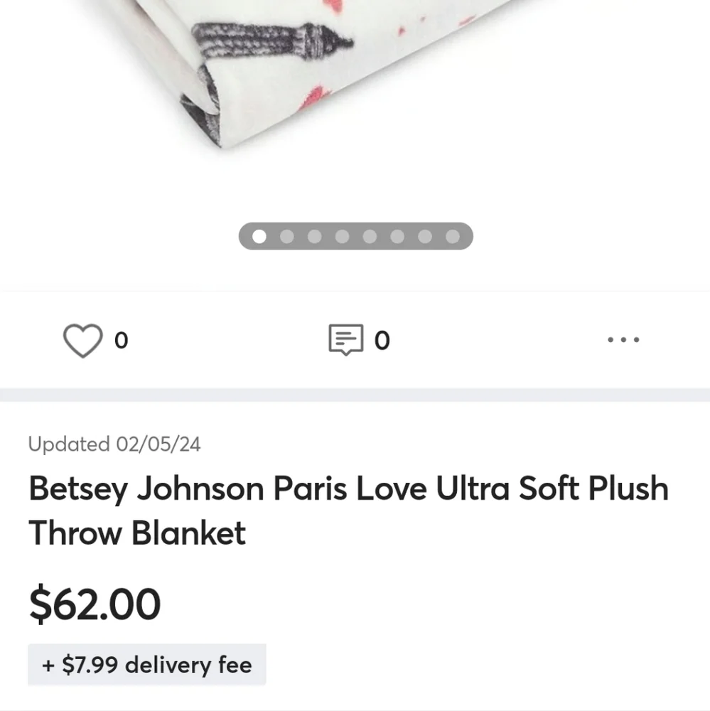 BETSEY JOHNSON PARIS LOVE PLUSH THROW BLANKET BNWT 1 Left